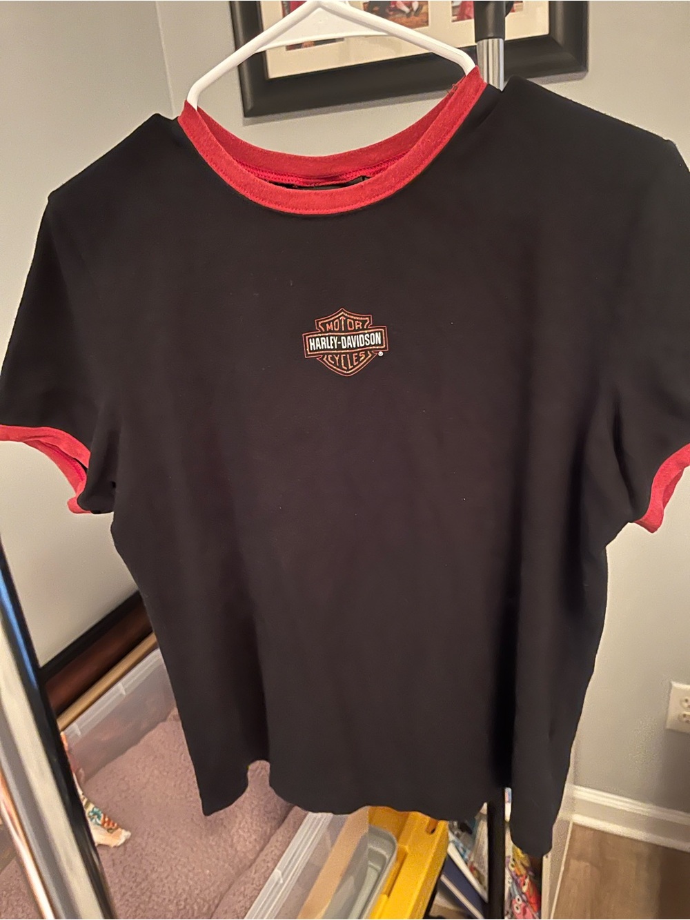 Harley-Davidson Black Tee with Red Ringer Trim